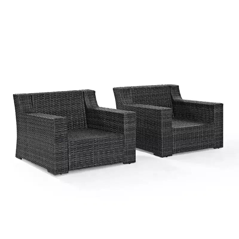 2 fauteuils d'extérieur en acier Beaufort, brume/marron - Crosley : mobilier de patio avec coussins amovibles
