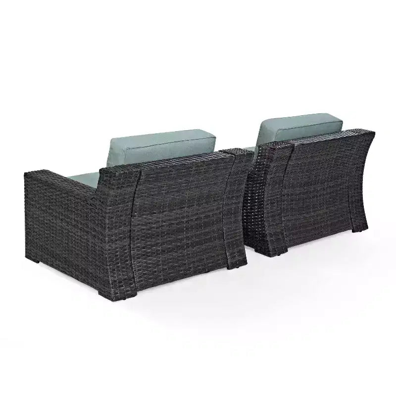 2 fauteuils d'extérieur en acier Beaufort, brume/marron - Crosley : mobilier de patio avec coussins amovibles