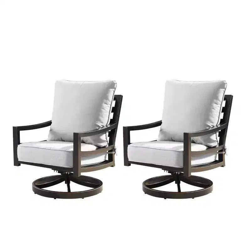 Oakland Living Lot de 2 fauteuils de club pivotants et à bascule en aluminium pour patio extérieur, couleur or : confort résistant aux intempéries et protégé contre les UV