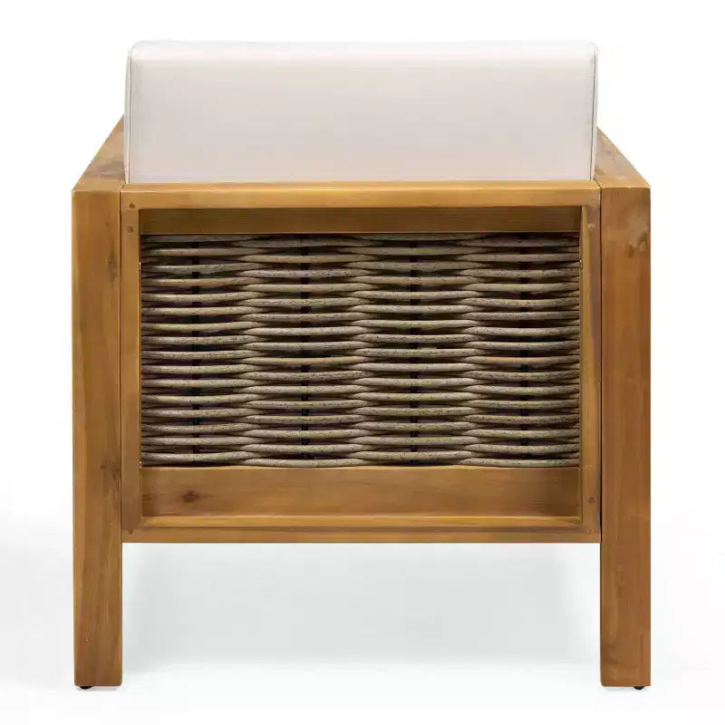 Christopher Knight Home Luna Fauteuil club d'extérieur en acacia et osier Teck/Marron mélangé/Beige