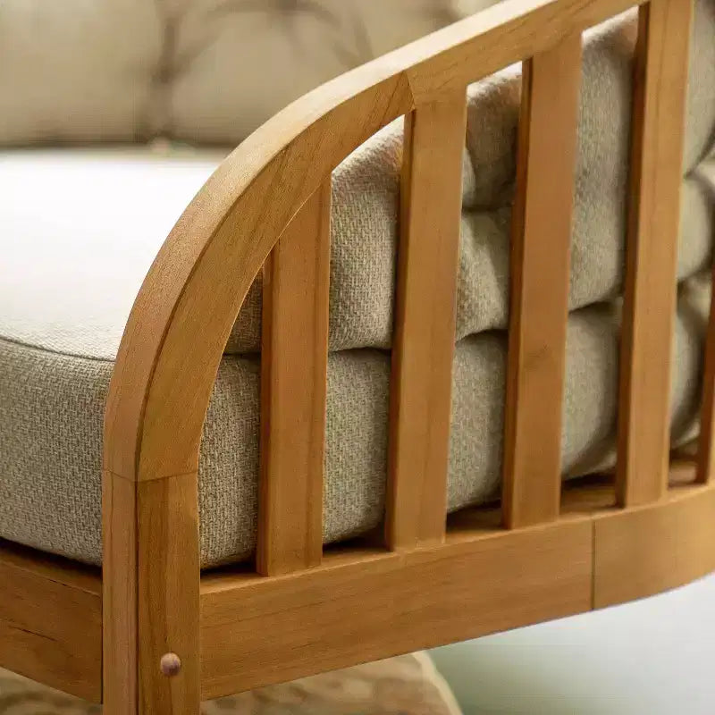 Chaise longue d'extérieur en teck Sonoma Lane Graford avec coussin taupe