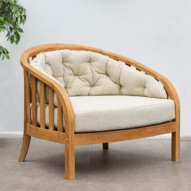 Chaise longue d'extérieur en teck Sonoma Lane Graford avec coussin taupe