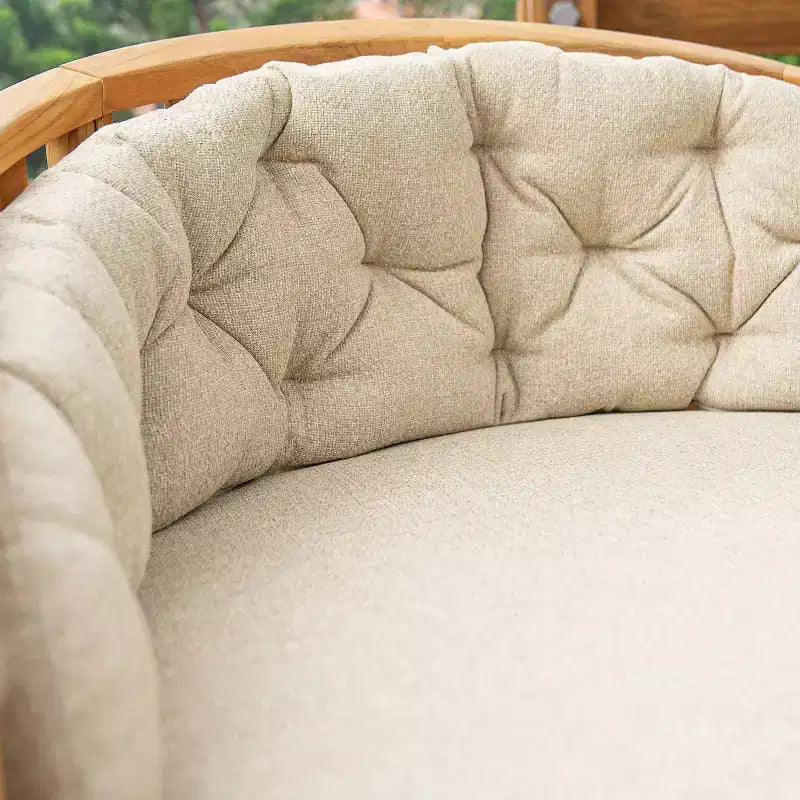 Chaise longue d'extérieur en teck Sonoma Lane Graford avec coussin taupe