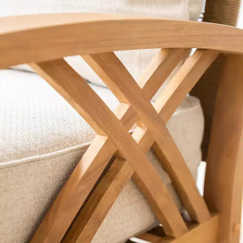 Fauteuil de jardin Sonoma Lane Eola en teck avec coussins zippés couleur sable