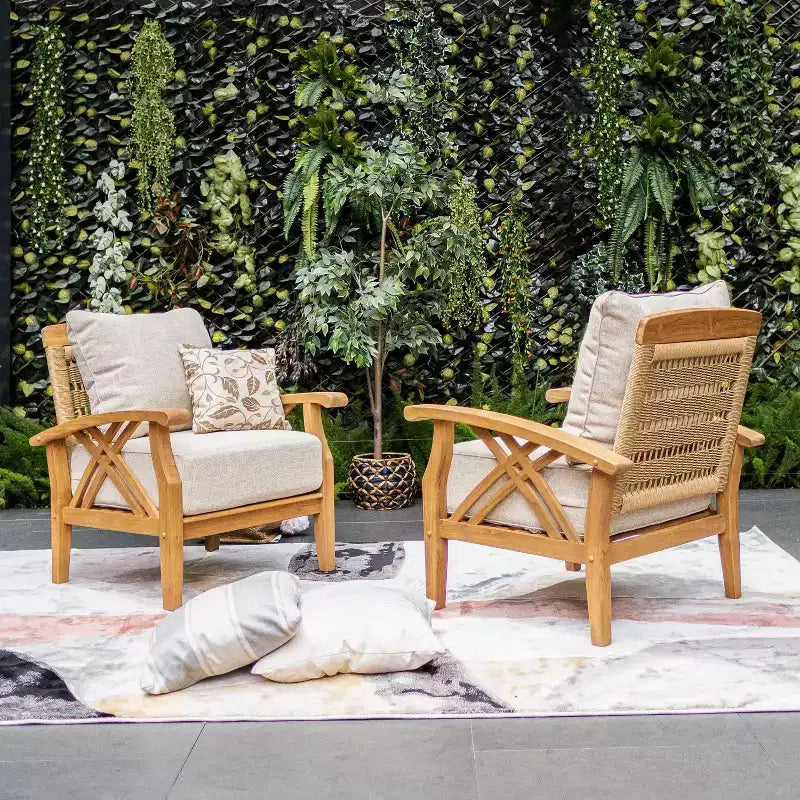 Fauteuil de jardin Sonoma Lane Eola en teck avec coussins zippés couleur sable