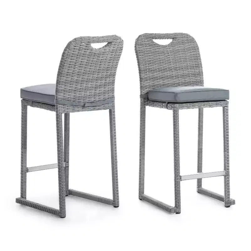 Greemotion 6pc Cyprus Outdoor Bar Height Stackable Armless Patio Chairs Gray: UV-Resistant, All-Weather, Aluminum Frame
