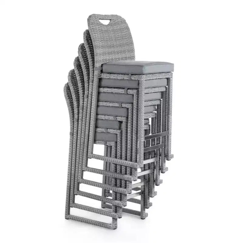 Greemotion Chaises de bar d'extérieur empilables sans accoudoirs Cyprus 6 pièces, grises : Résistantes aux UV, tout temps, cadre en aluminium