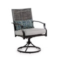 Greemotion 2pk Sintra Outdoor Swivel Rocking Patio Chair Set with Blue Lumbar Pillow Gray: Steel Frame, Fade & UV Resistant