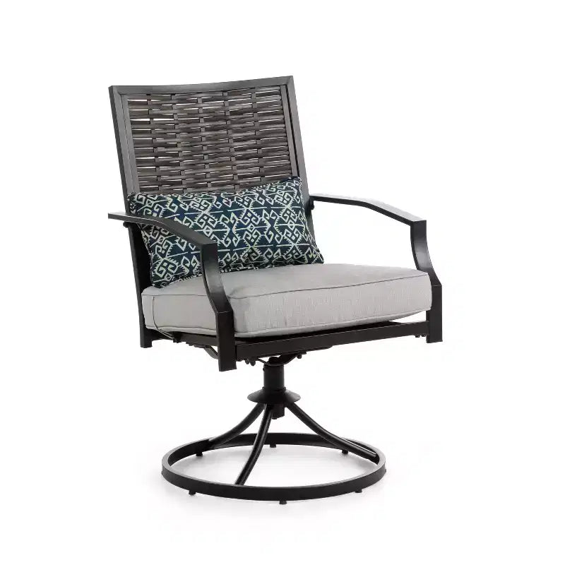 Greemotion 2pk Sintra Outdoor Swivel Rocking Patio Chair Set with Blue Lumbar Pillow Gray: Steel Frame, Fade & UV Resistant