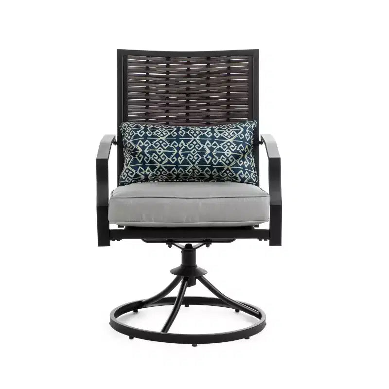Greemotion Lot de 2 fauteuils de patio pivotants et à bascule Sintra avec oreillers lombaires bleus, gris : Cadre en acier, résistant à la décoloration et aux UV