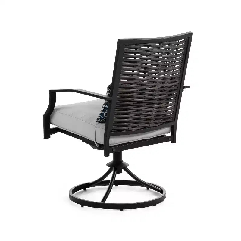Greemotion Lot de 2 fauteuils de patio pivotants et à bascule Sintra avec oreillers lombaires bleus, gris : Cadre en acier, résistant à la décoloration et aux UV