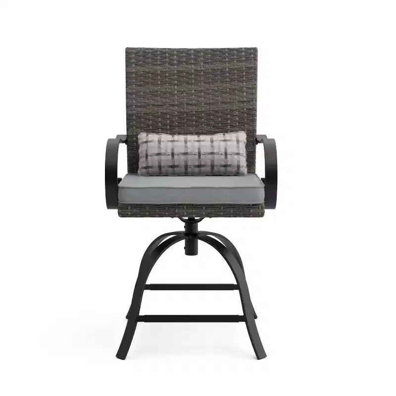 Greemotion Lot de 2 tabourets de bar pivotants d'extérieur Arosa en acier avec coussins lombaires gris