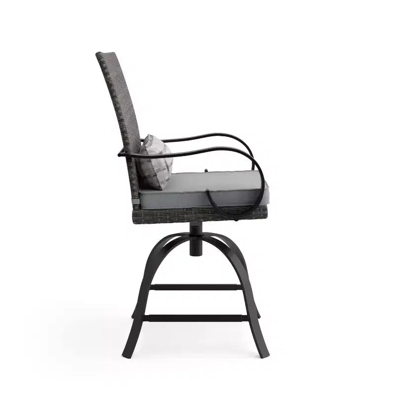 Greemotion Lot de 2 tabourets de bar pivotants d'extérieur Arosa en acier avec coussins lombaires gris