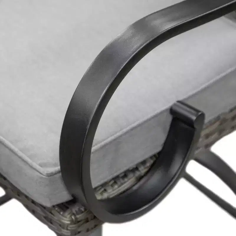 Greemotion Lot de 2 tabourets de bar pivotants d'extérieur Arosa en acier avec coussins lombaires gris