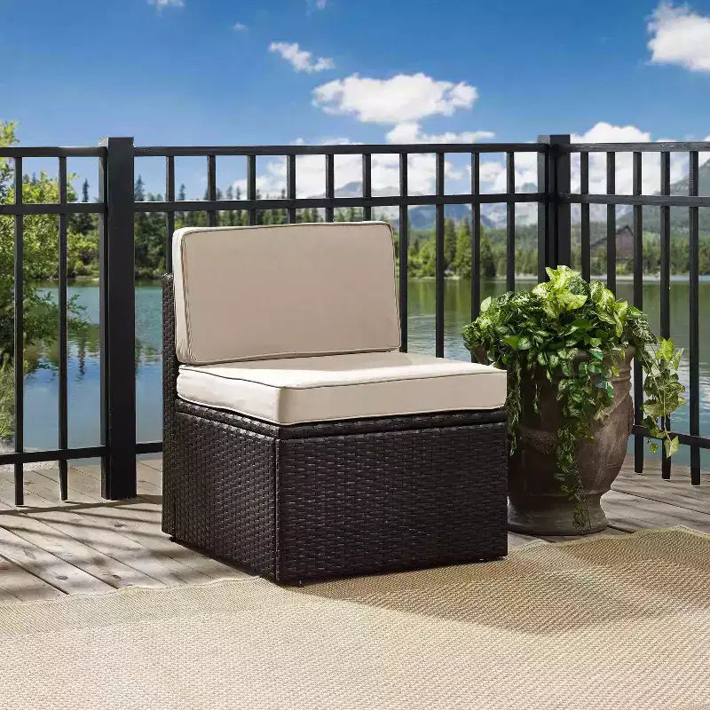 Fauteuil central en acier pour l'extérieur Palm Harbor Sable/Marron - Crosley