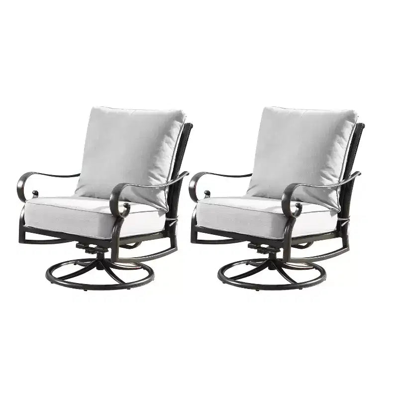 Oakland Living 2pk Deep Seating Swivel Rocking Aluminum Outdoor Patio Club Chairs with Diamond Pattern Backs Gold