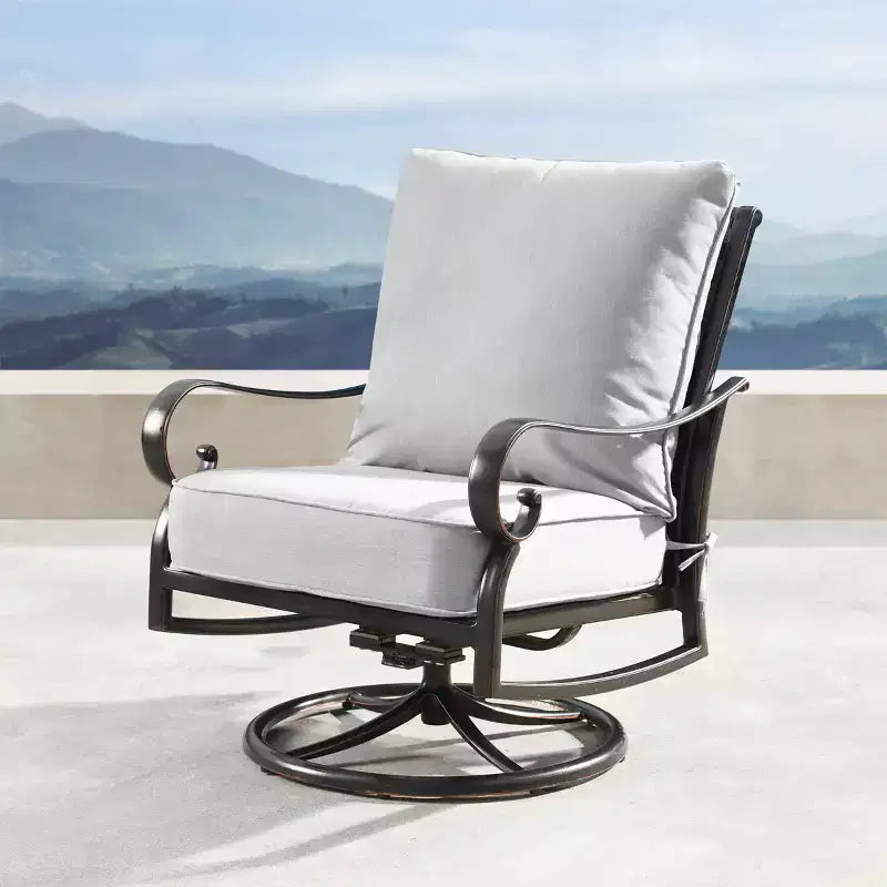 Fauteuils de jardin pivotants et berçants en aluminium avec dossier à motif diamant Oakland Living, lot de 2, Or