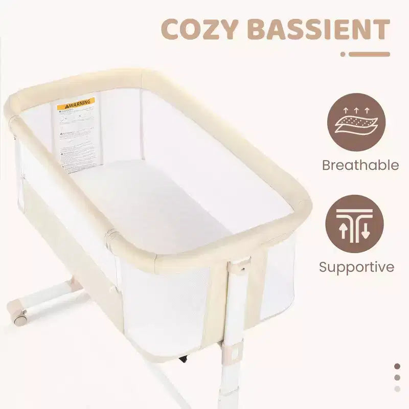 Berceau avec roulettes 鈥?Beige / Gris / Rose, Cododo, pour 1 bébé
