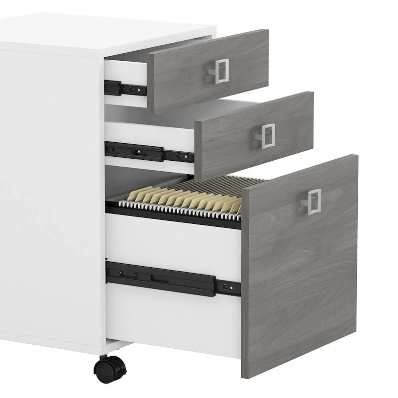 Bureau d'angle Echo avec huche et tiroirs