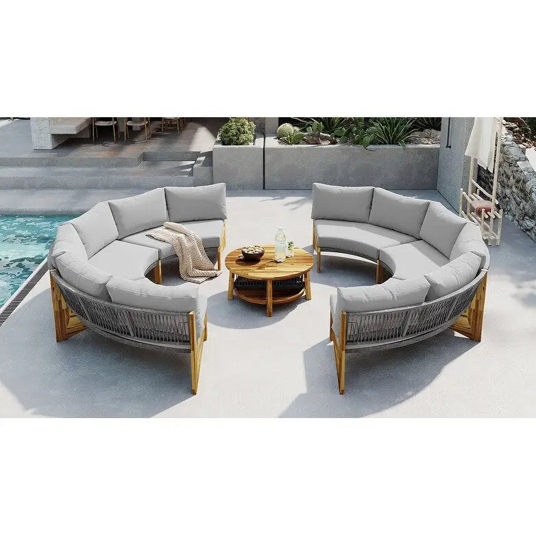 Ensemble de jardin 6 places avec coussins et 1 table basse