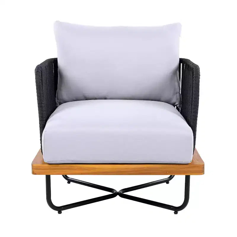 Christopher Knight Home Ivan Chaises de club en corde tressée acacia et cadre en fer (Lot de 2)
