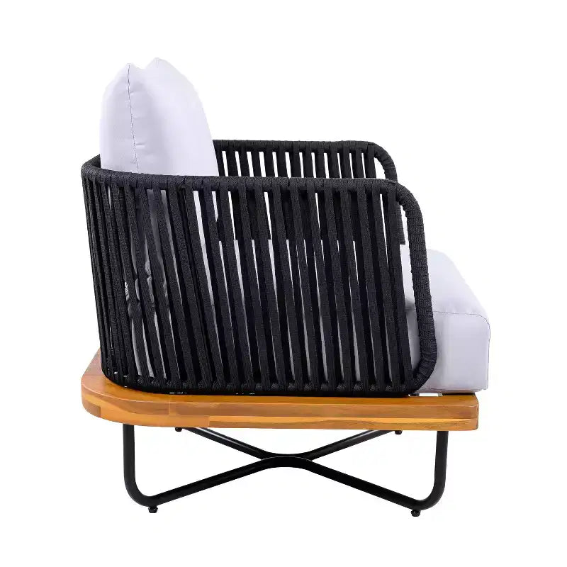 Christopher Knight Home Ivan Chaises de club en corde tressée acacia et cadre en fer (Lot de 2)