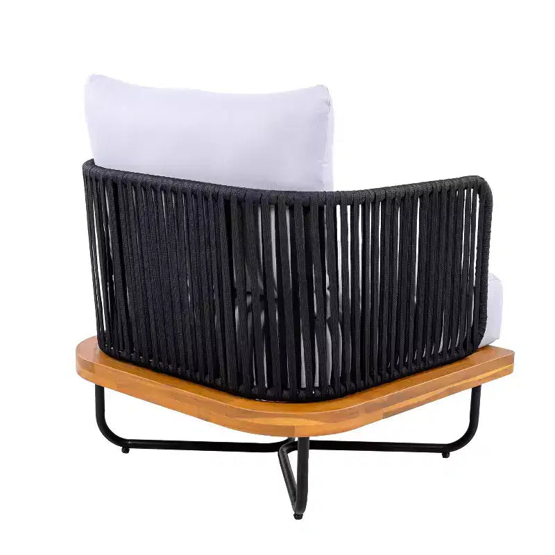 Christopher Knight Home Ivan Chaises de club en corde tressée acacia et cadre en fer (Lot de 2)