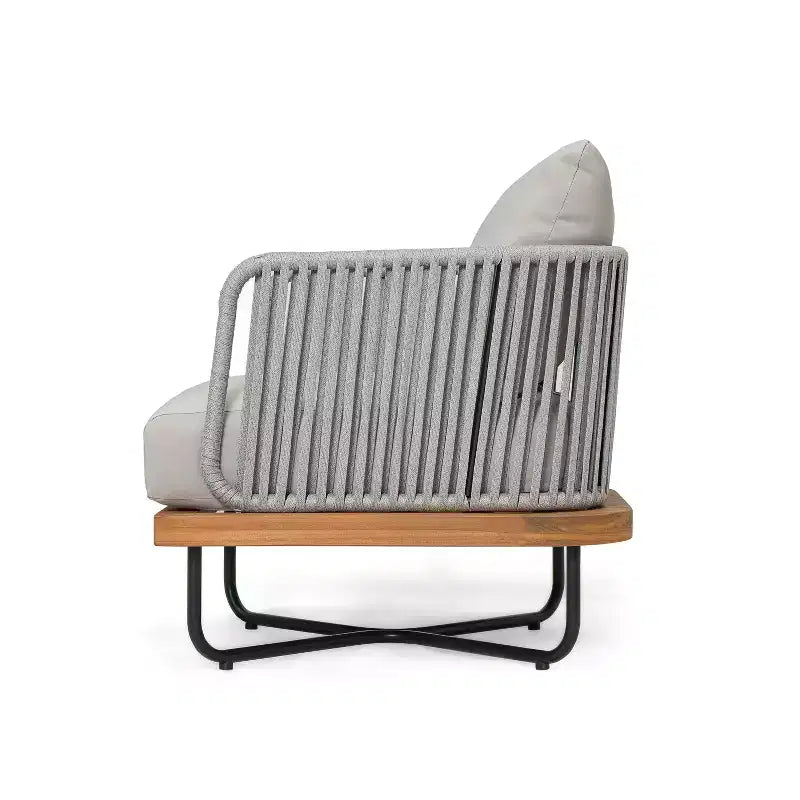 Christopher Knight Home Ivan Chaises de club en corde tressée acacia et cadre en fer (Lot de 2)