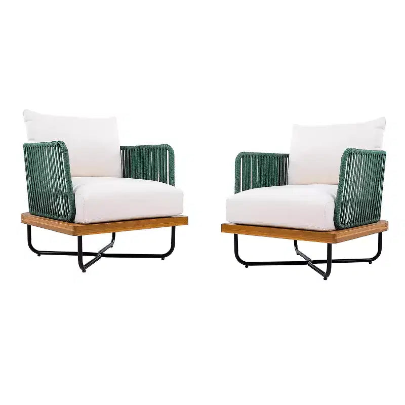 Christopher Knight Home Ivan Chaises de club en corde tressée acacia et cadre en fer (Lot de 2)