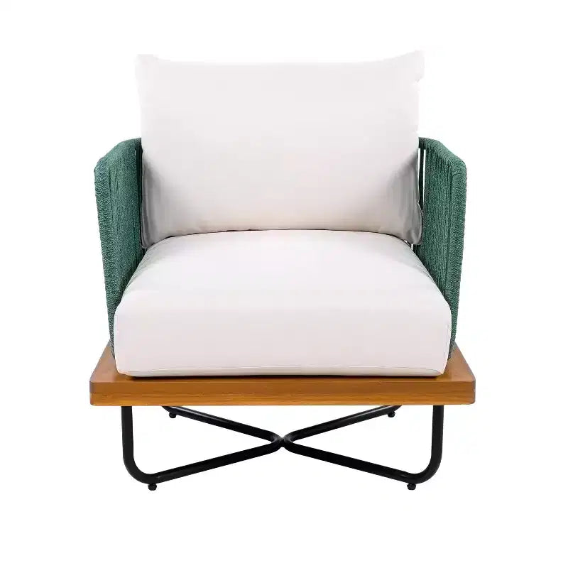 Christopher Knight Home Ivan Chaises de club en corde tressée acacia et cadre en fer (Lot de 2)