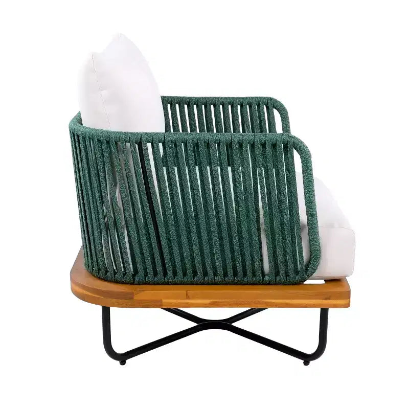 Christopher Knight Home Ivan Chaises de club en corde tressée acacia et cadre en fer (Lot de 2)
