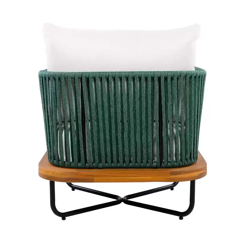 Christopher Knight Home Ivan Chaises de club en corde tressée acacia et cadre en fer (Lot de 2)
