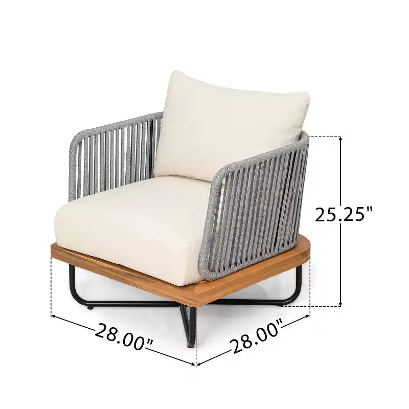 Christopher Knight Home Ivan Chaises de club en corde tressée acacia et cadre en fer (Lot de 2)
