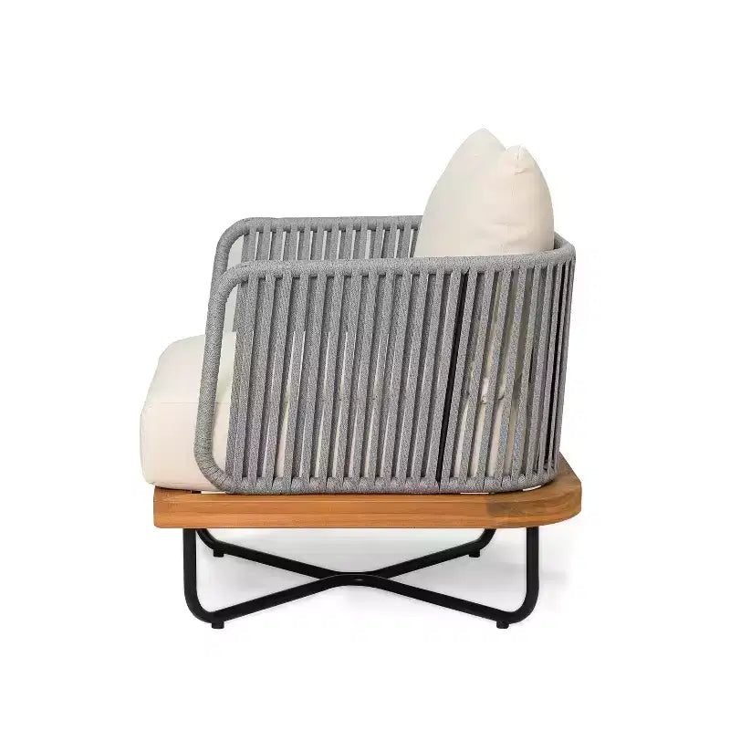 Christopher Knight Home Ivan Chaises de club en corde tressée acacia et cadre en fer (Lot de 2)