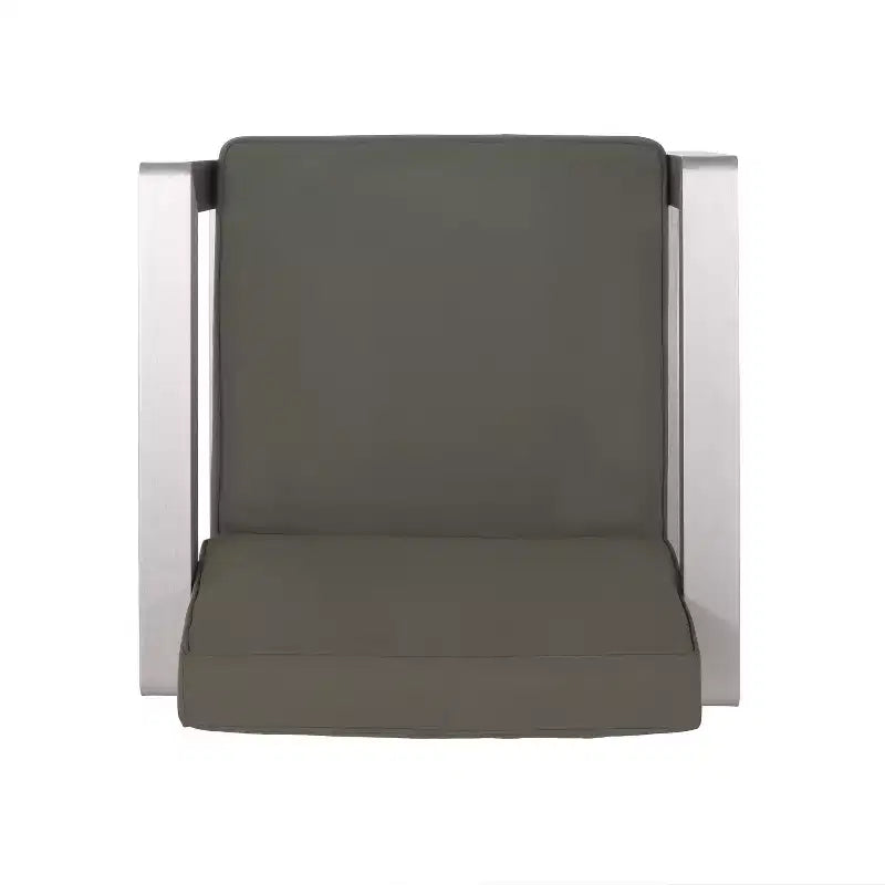 Christopher Knight Home Aviara Lot de 4 fauteuils de club d'extérieur en aluminium avec coussins, Argent/Kaki