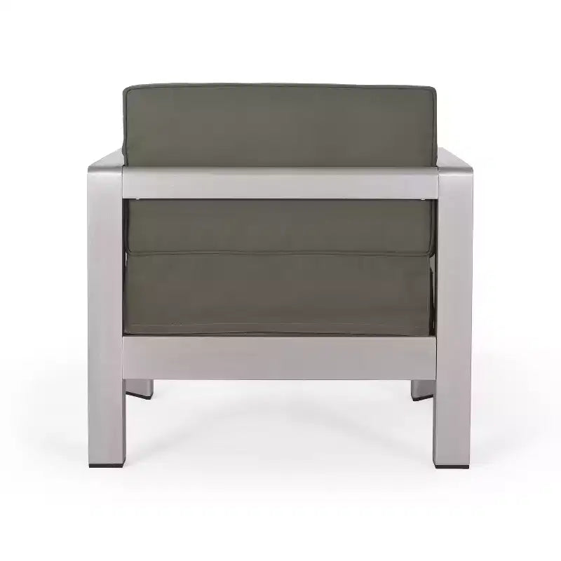 Christopher Knight Home Aviara Lot de 4 fauteuils de club d'extérieur en aluminium avec coussins, Argent/Kaki