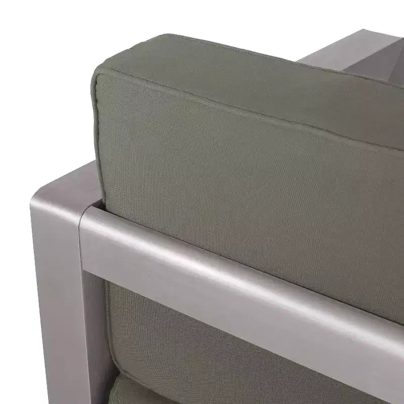 Christopher Knight Home Aviara Lot de 4 fauteuils de club d'extérieur en aluminium avec coussins, Argent/Kaki