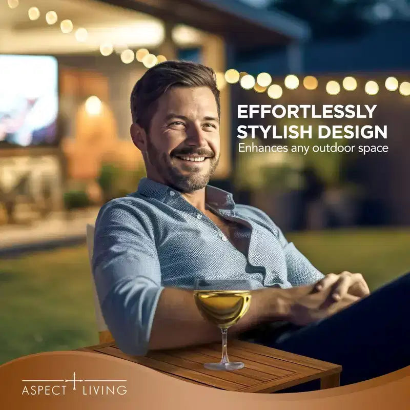 Chaise de metteur en scène pliante Aspect Living Walker avec tables d'appoint - Chaise en bois à finition naturelle, pour terrasse, piscine, jardin - Utilisation intérieure et extérieure