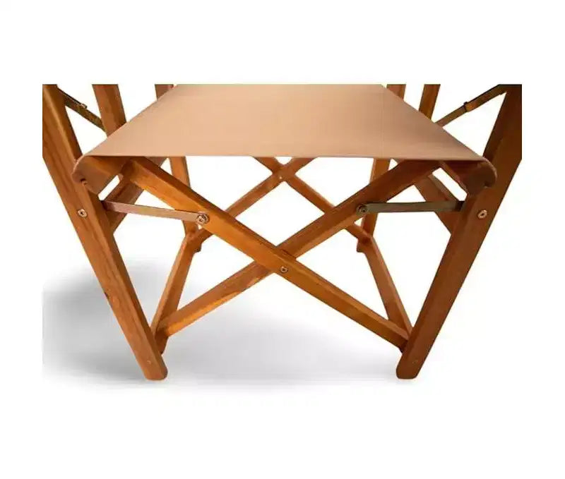 Chaise de metteur en scène pliante Aspect Living Walker avec tables d'appoint - Chaise en bois à finition naturelle, pour terrasse, piscine, jardin - Utilisation intérieure et extérieure