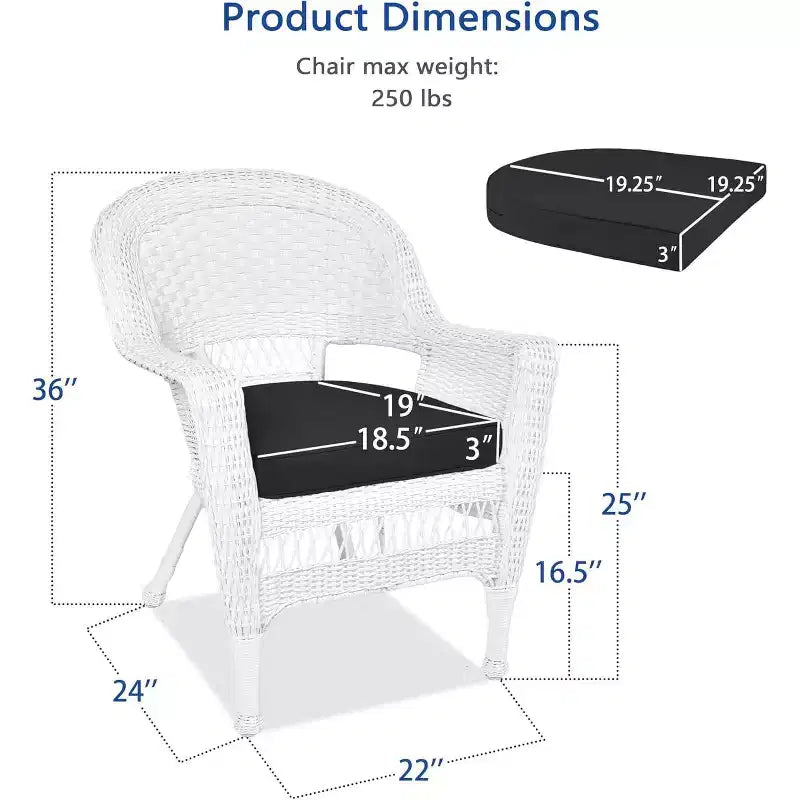 Lot de 2 chaises HomeStock Zen Zone, en résine tressée durable, résistantes aux intempéries avec coussins