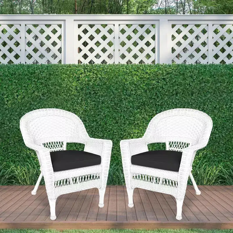 Lot de 2 chaises HomeStock Zen Zone, en résine tressée durable, résistantes aux intempéries avec coussins