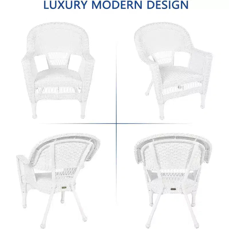 Lot de 2 chaises HomeStock Zen Zone, en résine tressée durable, résistantes aux intempéries avec coussins