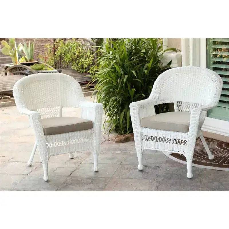 Lot de 2 chaises HomeStock Zen Zone, en résine tressée durable, résistantes aux intempéries avec coussins