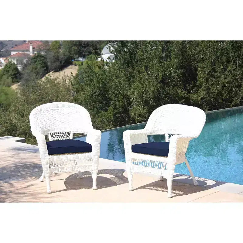 Lot de 2 chaises HomeStock Zen Zone, en résine tressée durable, résistantes aux intempéries avec coussins