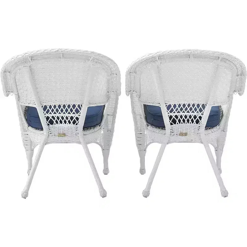 Lot de 2 chaises HomeStock Zen Zone, en résine tressée durable, résistantes aux intempéries avec coussins
