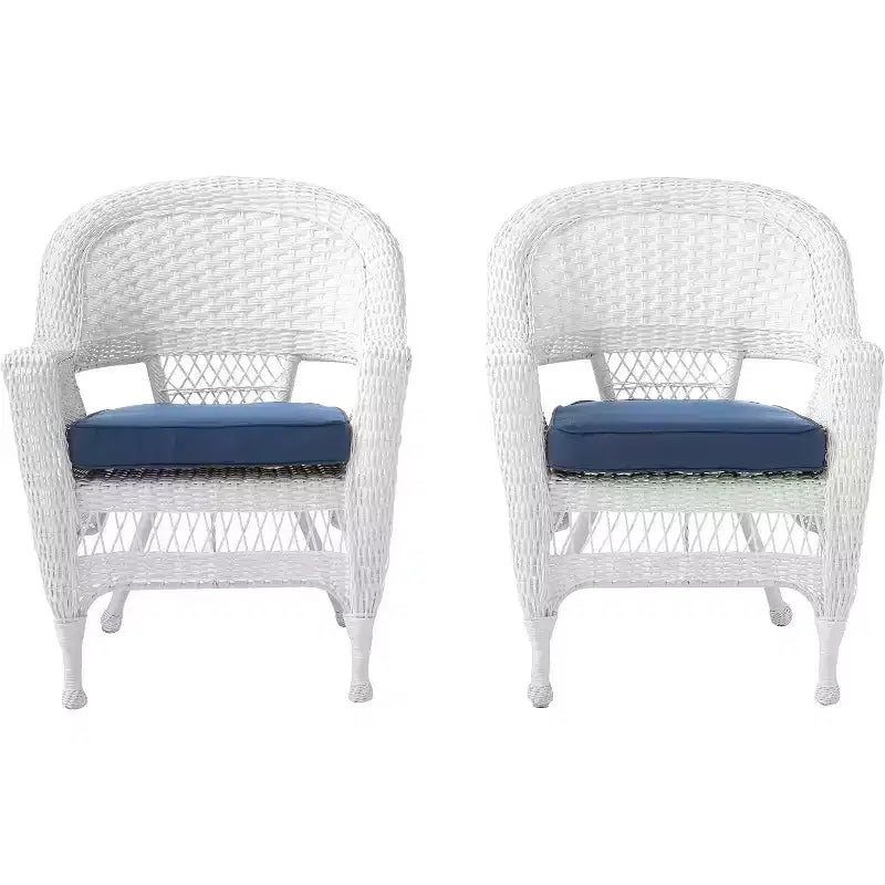 Lot de 2 chaises HomeStock Zen Zone, en résine tressée durable, résistantes aux intempéries avec coussins