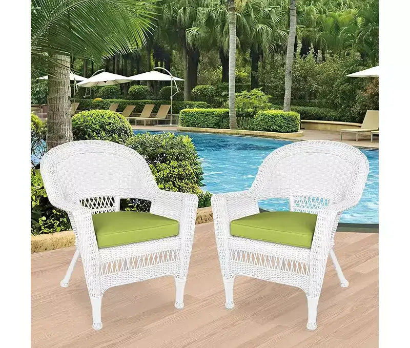 Lot de 2 chaises HomeStock Zen Zone, en résine tressée durable, résistantes aux intempéries avec coussins