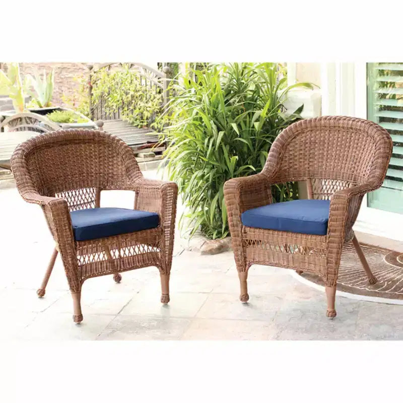 Lot de 2 chaises HomeStock Zen Zone, en résine tressée durable, résistantes aux intempéries avec coussins