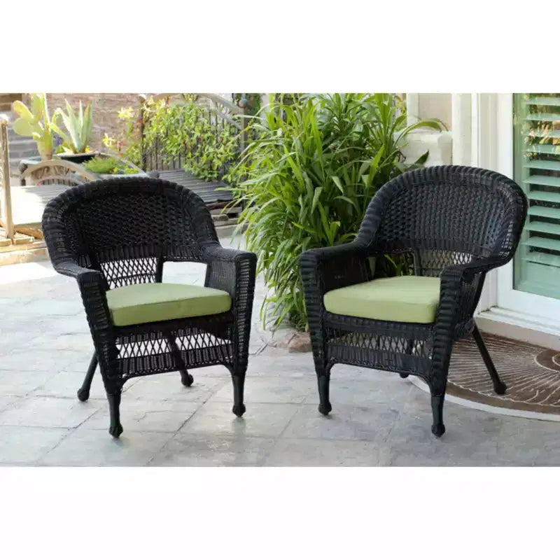 Lot de 2 chaises HomeStock Zen Zone, en résine tressée durable, résistantes aux intempéries avec coussins