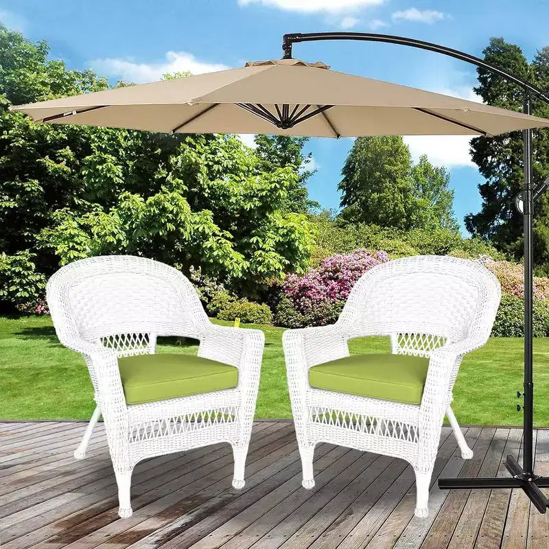 Lot de 2 chaises HomeStock Zen Zone, en résine tressée durable, résistantes aux intempéries avec coussins
